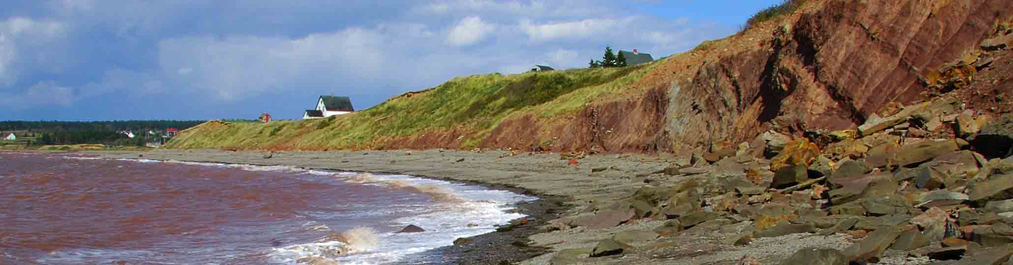 Beach at Joggins, Nova Scotia, with cliffs in foreground